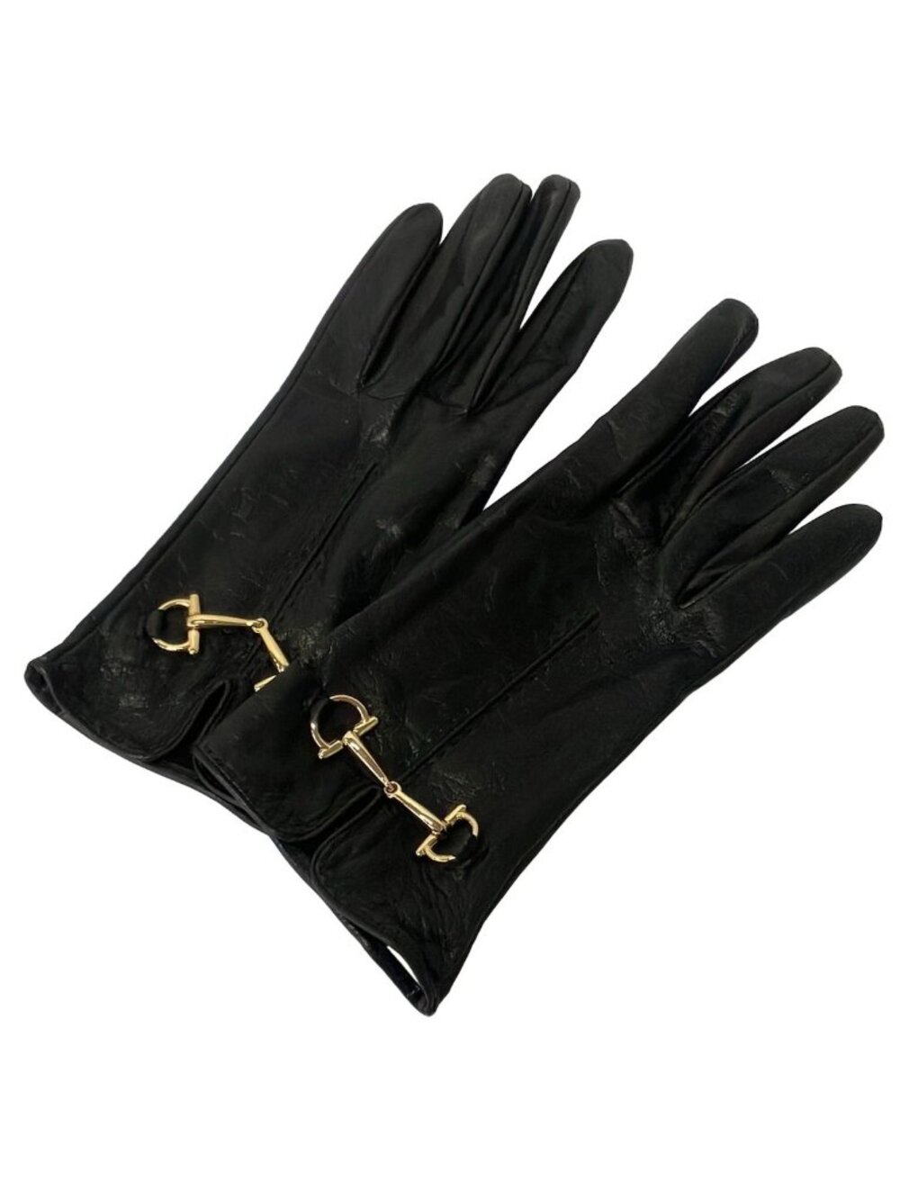 Gucci Gloves Black Horsebit Leather